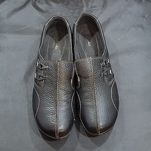 CLARKS COLLECTION ROUND TOE SLIP-ON WOMEN"S FLAT SHOE - Picture 3 of 15